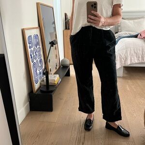 Preppy Corduroy Pants pleats black